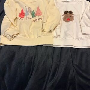 Kids Holiday Sweatshirts - Cream and White - Bin 14